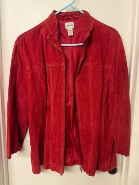 Chico's red suede Leather Jacket Size 3